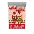 thumbnail image 1 of Ambesonne Valentines Day Fitted Sheet & Pillow Sham Set, Owls Love Heart, Full, Pink Red Yellow, 1 of 2