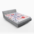 thumbnail image 1 of Ambesonne Valentines Day Fitted Sheet, Xoxo Game with Lips, Queen Size, Blue Red and White, 1 of 2
