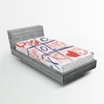 thumbnail image 1 of Ambesonne Valentines Day Fitted Sheet, Xoxo Game with Lips, Twin Size, Blue Red and White, 1 of 2
