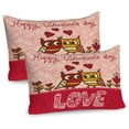thumbnail image 1 of Ambesonne Valentines Day Pillow Sham 2 Pack, Owls Love Heart, 26"x20", Pink Red Yellow, 1 of 3
