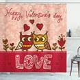 thumbnail image 1 of Ambesonne Valentines Day Shower Curtain, Owls Love Heart, 69"Wx70"L, Pink Red Yellow, 1 of 5