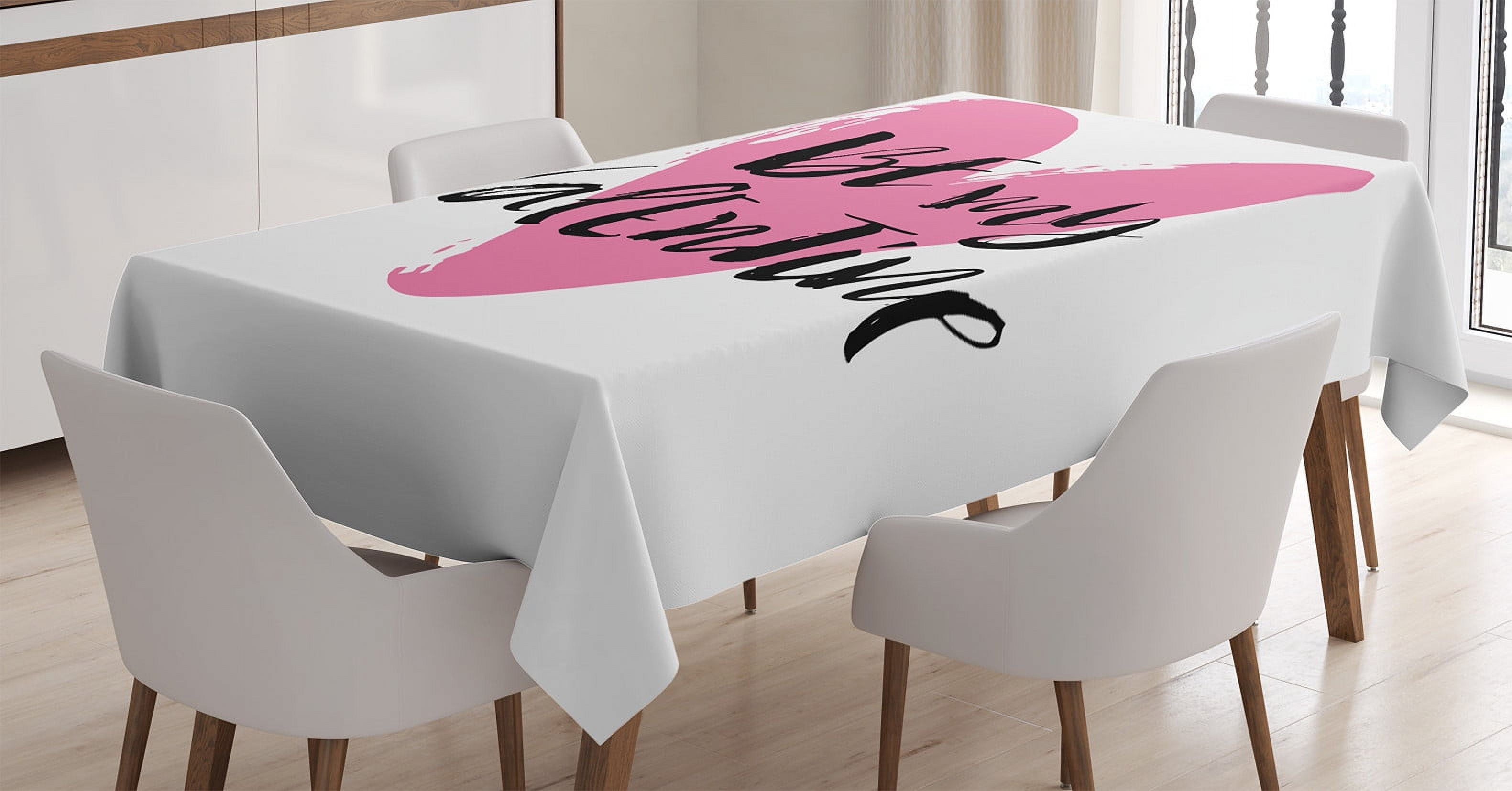 Aperturee Seamless Pink Hearts Valentines Day Stretch Table Cover