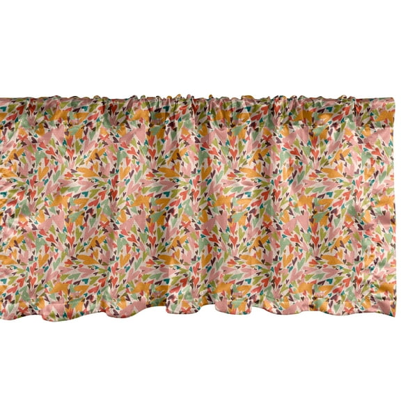 Ambesonne Valentines Day Window Valance, Colorful Distorted Heart Shapes Overlapping Design Love and Romance Concept, Curtain Valance for Kitchen Bedroom Decor with Rod Pocket, 54" X 18", Multicolor