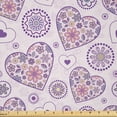 thumbnail image 1 of Ambesonne Valentines Fabric by the Yard Microfiber, Hearts with Flowers, 3 Yards, Pale Pink Purple Yellow, 1 of 2