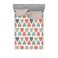 thumbnail image 1 of Ambesonne Valentines Fitted Sheet & Pillow Sham Set, Retro Hearts Pattern, Queen, Teal Coral White, 1 of 2