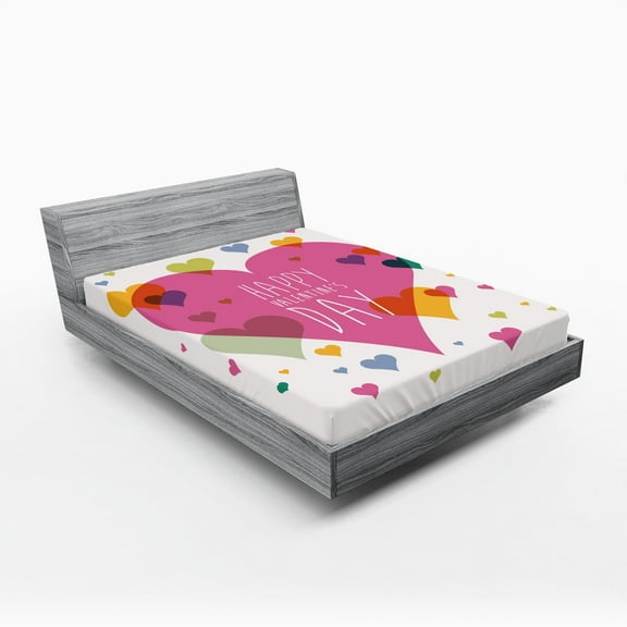 Ambesonne Valentines Fitted Sheet, Words Love Romance, Queen Size, Multicolor