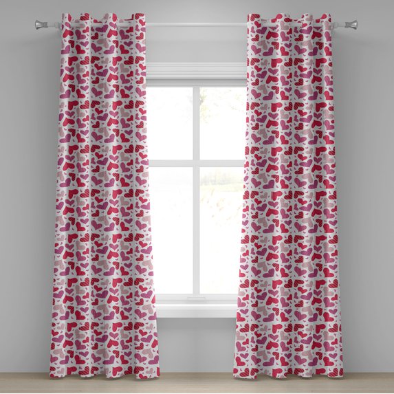 Ambesonne Valentines Grommet Curtain, Affection, 50" x 120", Pink Ruby Dried Rose
