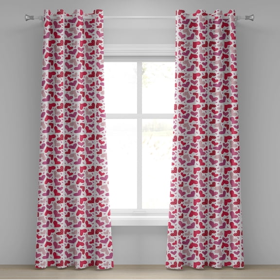 Ambesonne Valentines Grommet Curtain, Affection, 50" x 72", Pink Ruby Dried Rose