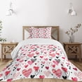 thumbnail image 1 of Ambesonne Valentines Quilted Bedspread Set 2 Pcs, Doodle Heart Designs, Twin Size, Black Red Pink, 1 of 5