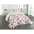 thumbnail image 1 of Ambesonne Valentines Quilted Bedspread Set 3 Pcs, Doodle Heart Designs, King Size, Black Red Pink, 1 of 5