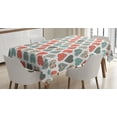 thumbnail image 1 of Ambesonne Valentines Tablecloth Rectangular Table Cover, Retro Hearts Pattern, 52"x70", Teal Coral White, 1 of 4