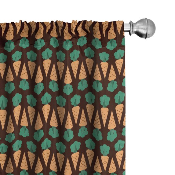 Ambesonne Vegetable 4-Panel Curtains, Carrots Diet Healthy Food, 56"x95", Dark Brown Jade Green