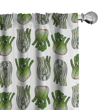 Ambesonne Vegetable 4-Panel Curtains, Striped Fresh Plant Food, 56"x95", White and Lime Green