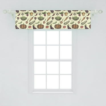 Ambesonne Vegetable Art Window Valance, Vegan Mushrooms, 54" X 12", Multicolor