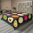 thumbnail image 1 of Ambesonne Vegetable Flat Sheet, Veggie and Fruit Circles, California King, Dark Blue Grey and Multicolor, 1 of 1