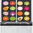 thumbnail image 1 of Ambesonne Vegetable Kitchen Curtains, Veggie and Fruit Circles, 55"x39", Dark Blue Grey and Multicolor, 1 of 2