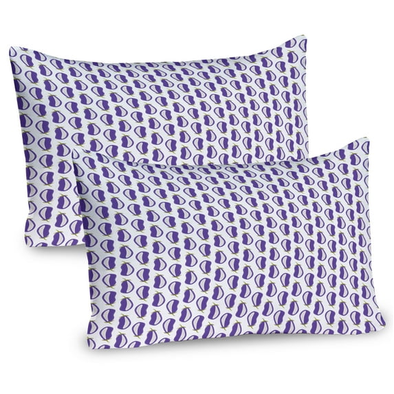 Ambesonne Vegetable Pillow Sham 2 Pack, Eggplants Aubergine Art, 30"x20", Blue Violet and Olive Green