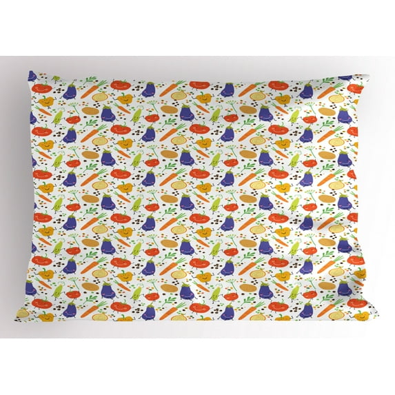 Ambesonne Vegetable Pillow Sham, Cartoon Pattern, 26" X 20", Multicolor