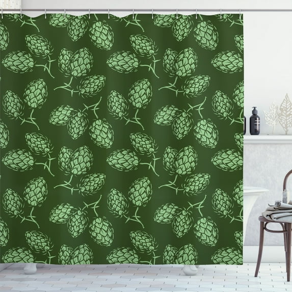 Ambesonne Vegetable Shower Curtain, Pop Art Hop Cone Pattern, 69"Wx75"L, Evergreen Pistachio Green
