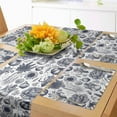 thumbnail image 1 of Ambesonne Vegetable Table Runner & Placemats, Autumn Harvest Food Art, Placemat 4 pcs + Runner 12"x90", Dark Blue Grey and White, 1 of 2