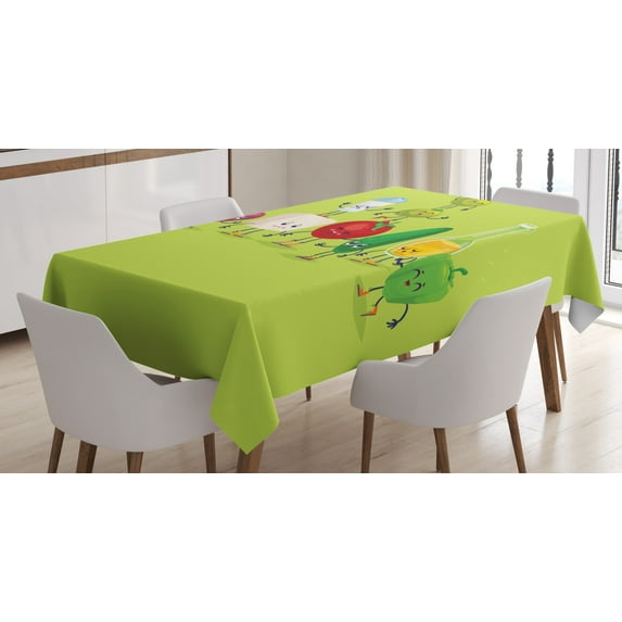 Ambesonne Vegetable Tablecloth Rectangular Table Cover, Greek Salad Funny, 52"x70", Multicolor