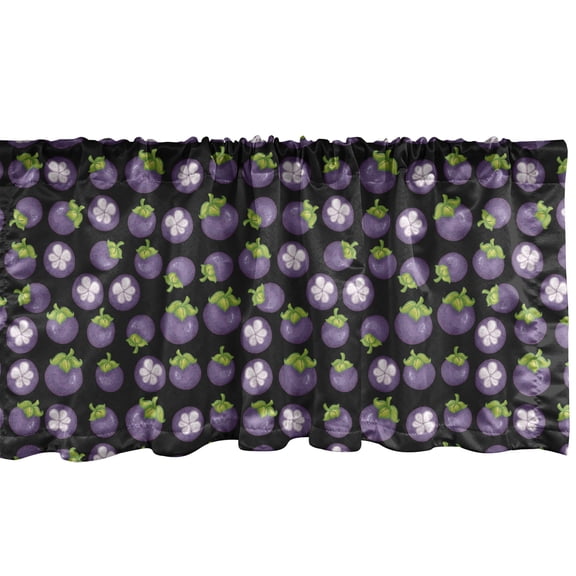 Ambesonne Vegetable Window Valance, Eggplants with Flowers, 54" X 12", Charcoal Grey Eggplant