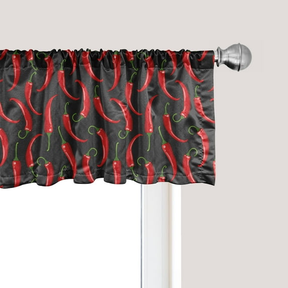 Ambesonne Vegetable Window Valance, Hot Spice Chilli Peppers, 42" x 12", Grey Vermilion and Green