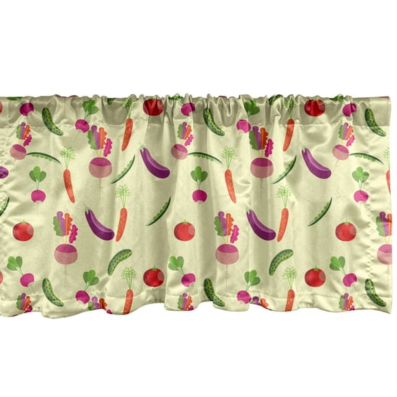 Ambesonne Vegetable Window Valance, Pea Tomato Carrot, 54" X 18", Multicolor