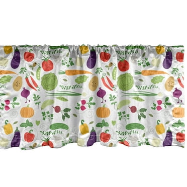 Ambesonne Vegetable Window Valance, Pepper Cabbage Tomato, 54" X 18", Multicolor