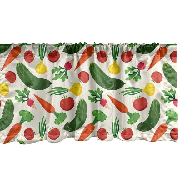Ambesonne Vegetable Window Valance, Vegetarian Cartoon, 54" X 18", Multicolor