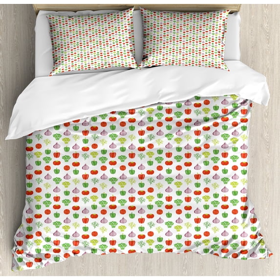 Ambesonne Vegetables Duvet Cover Sets, Simple Food Themed Art, 2-Queen, Multicolor