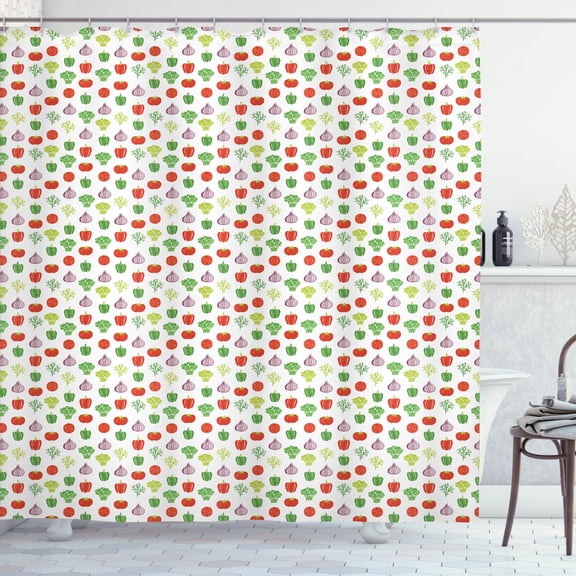 Ambesonne Vegetables Shower Curtain, Simple Food Themed Art, 69"Wx75"L, Multicolor