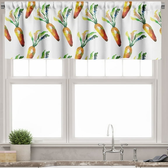 Ambesonne Vegetables Window Valance, Carrots in Watercolor, 54" X 12", Multicolor