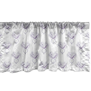 Ambesonne Vegetables Window Valance, Monochrome Beet Pattern, 54" X 12", Quartz and White
