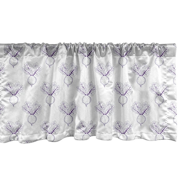 Ambesonne Vegetables Window Valance, Monochrome Beet Pattern, 54" X 18", Quartz and White