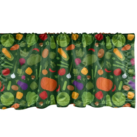 Ambesonne Vegetables Window Valance, Organic Healthy Food, 54" X 12", Emerald Multicolor