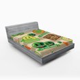 thumbnail image 1 of Ambesonne Veggie Emoji Fitted Sheet, Food Lover Theme Green, California King, Pale Khaki and Fern Green, 1 of 3