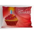 thumbnail image 1 of Ambesonne Vemilion Pillow Sham, Cupcake with Beams, 36" X 20", Vermilion Pink and Red, 1 of 2