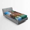 thumbnail image 1 of Ambesonne Venice Fitted Sheet, Italy City Water Canal, Twin XL Size, Teal Grey Red, 1 of 2
