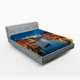 thumbnail image 1 of Ambesonne Venice Fitted Sheet, View on Grand Canal Rialto, Full Size, Indigo and Yellow, 1 of 2