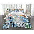 thumbnail image 1 of Ambesonne Venice Quilted Bedspread Set 3 Pcs, Colorful Sketch Bridge, King Size, Multicolor, 1 of 5