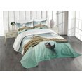 thumbnail image 1 of Ambesonne Venice Quilted Bedspread Set 3 Pcs, Grand Canal in Aerial View, Queen Size, Turquoise Bluegrey Beige, 1 of 5