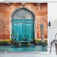 thumbnail image 1 of Ambesonne Venice Shower Curtain, Building Door, 69"Wx84"L, Cinnamon Sky Blue, 1 of 3