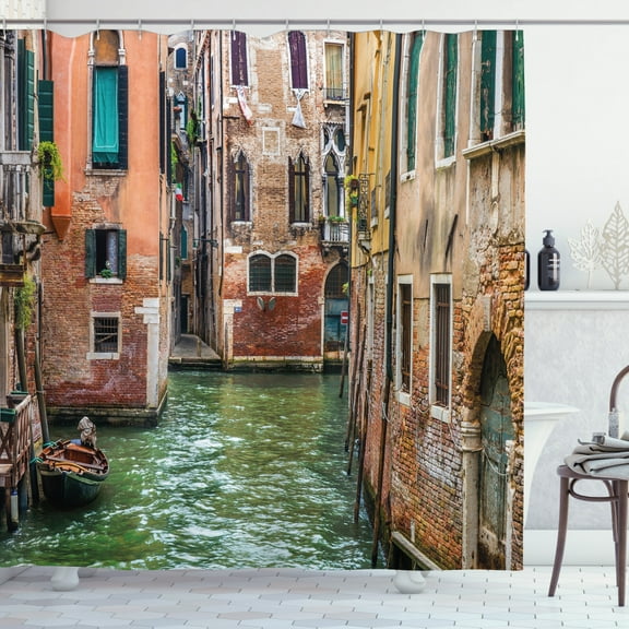Ambesonne Venice Shower Curtain, Famous Streets on Water, 69"Wx70"L, Multicolor