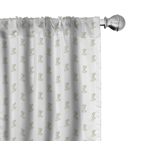 Ambesonne Venus Window Curtains, Female Head Doodle, Each 28" W x 95" L, Dust and White