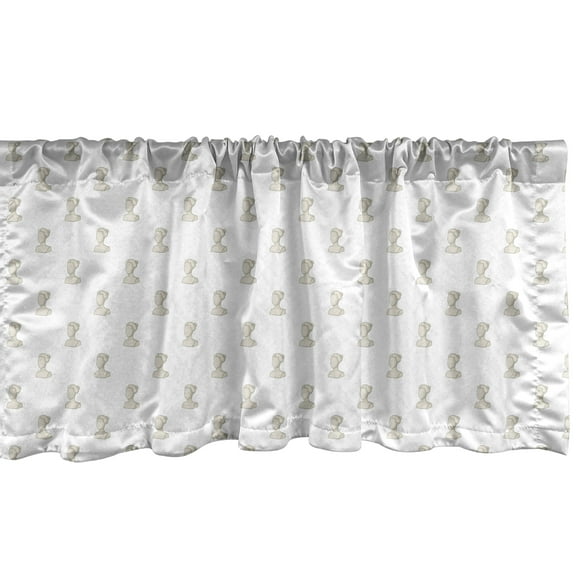 Ambesonne Venus Window Valance, Female Head Doodle, 42" x 12", Dust and White