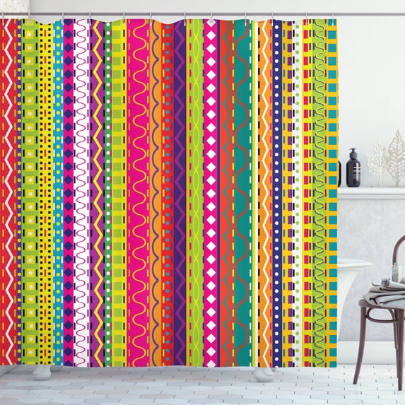 Ambesonne Verctical Shower Curtain, Vintage Forms, 69"Wx75"L, Multicolor