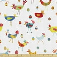 thumbnail image 1 of Ambesonne Vibrant Fabric by the Yard Upholstery, Colorful Chickens and Eggs, 10 Yards, Yellow Green Sky Blue, 1 of 4