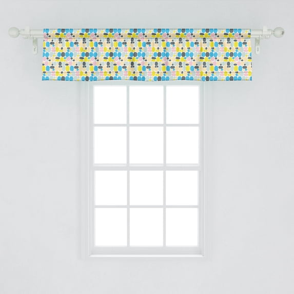 Ambesonne Vibrant Window Valance, Continuous Sketchy Circles Modern Abstract Style Print, Curtain Valance for Kitchen Bedroom Decor with Rod Pocket, 54" X 12", Multicolor