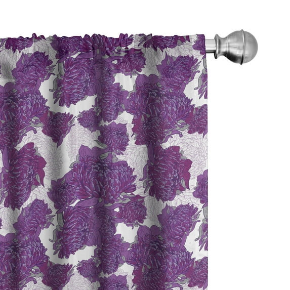Ambesonne Victorian Window Curtains, Allium Flower Petals, Each 28" W x 63" L, Purple White